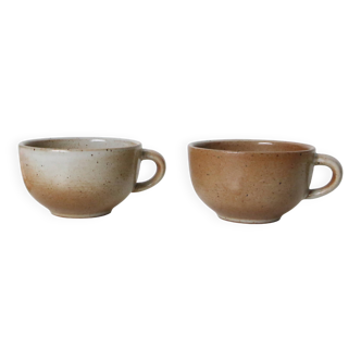 Set of 2 stoneware cups, Grès du Marais, vintage, 1980