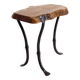 Table d'appoint tripode en bois et fer forgé, 1960