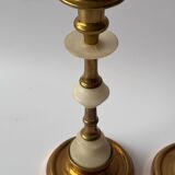Vintage Brass and Alabaster Candlesticks
