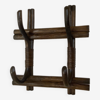 Bamboo wicker rattan coat rack