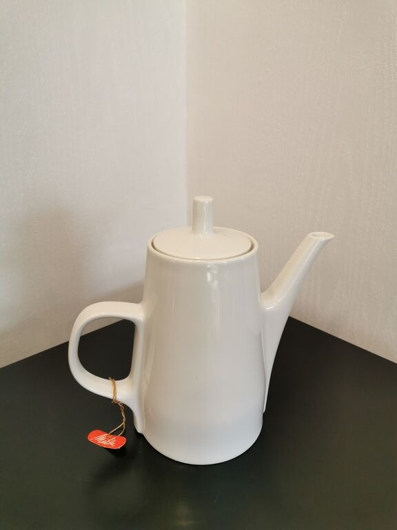 Verseuse blanche Melitta avec par dessus argenté
