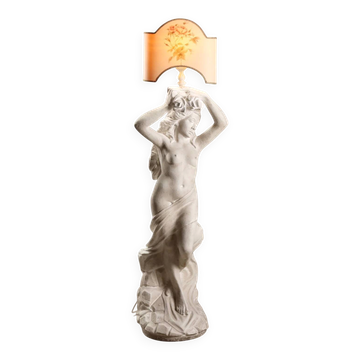 Antique floor lamp statue of a Nereid in concrete, 20th century.