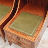 Set of mid century bedside tables with inlaid leather