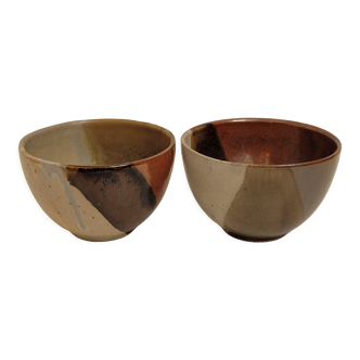 2 ceramic bowls glazed stoneware pottery Guibert Lamoura