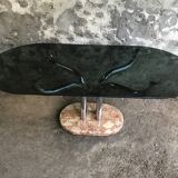 Smoked glass table marble foot