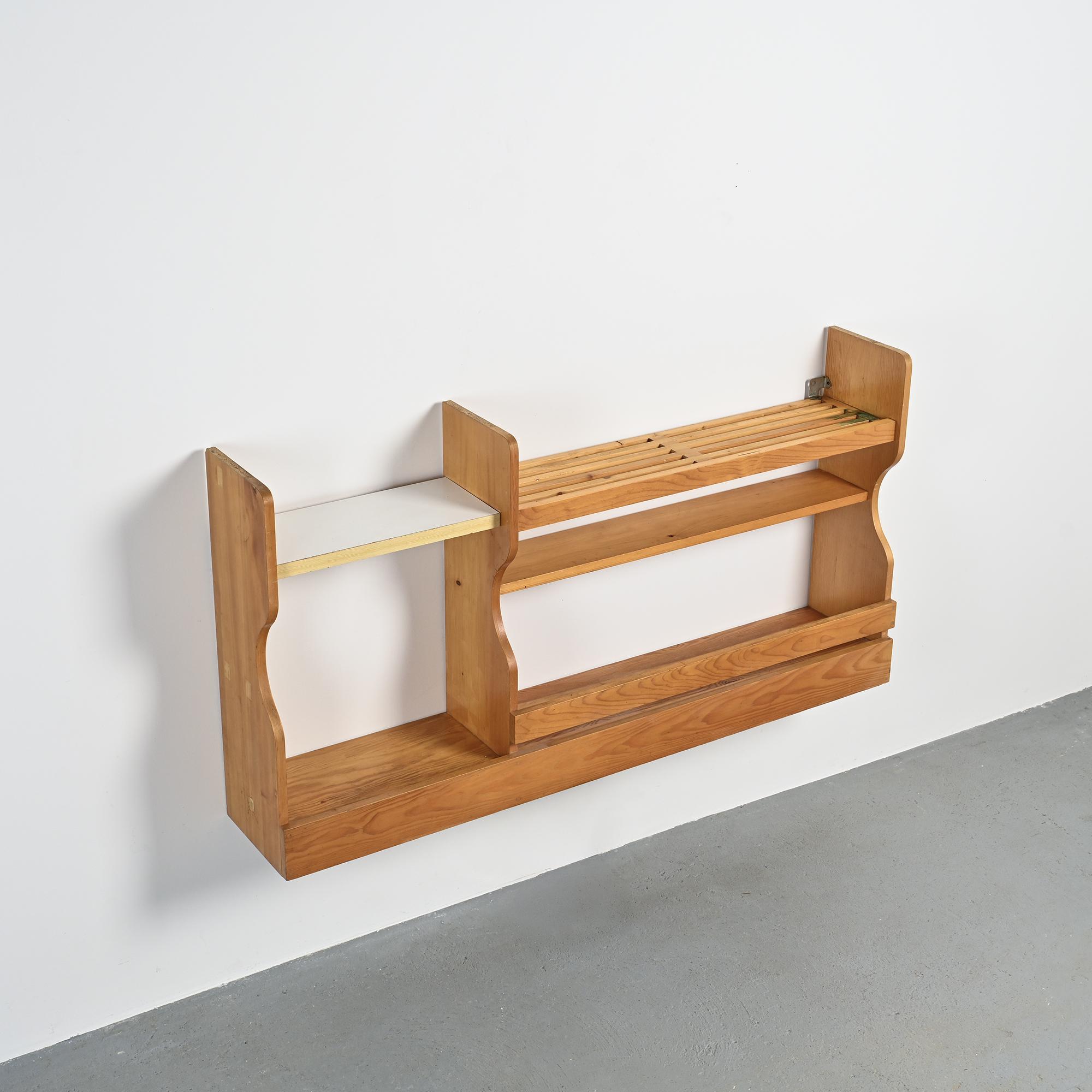 Pine wall-mounted sideboard, Les Arcs 1800, circa 1970