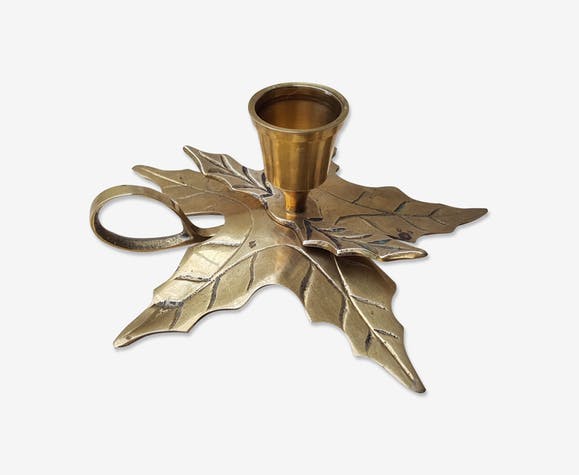 Brass holly candlestick