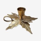 Brass holly candlestick