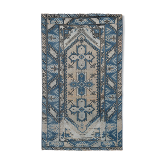 Distressed Blue Turkish Oushak Rug 105 x 175 cm