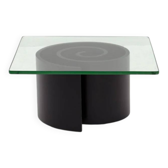 Spiralling wood and glass coffee table, c.1970