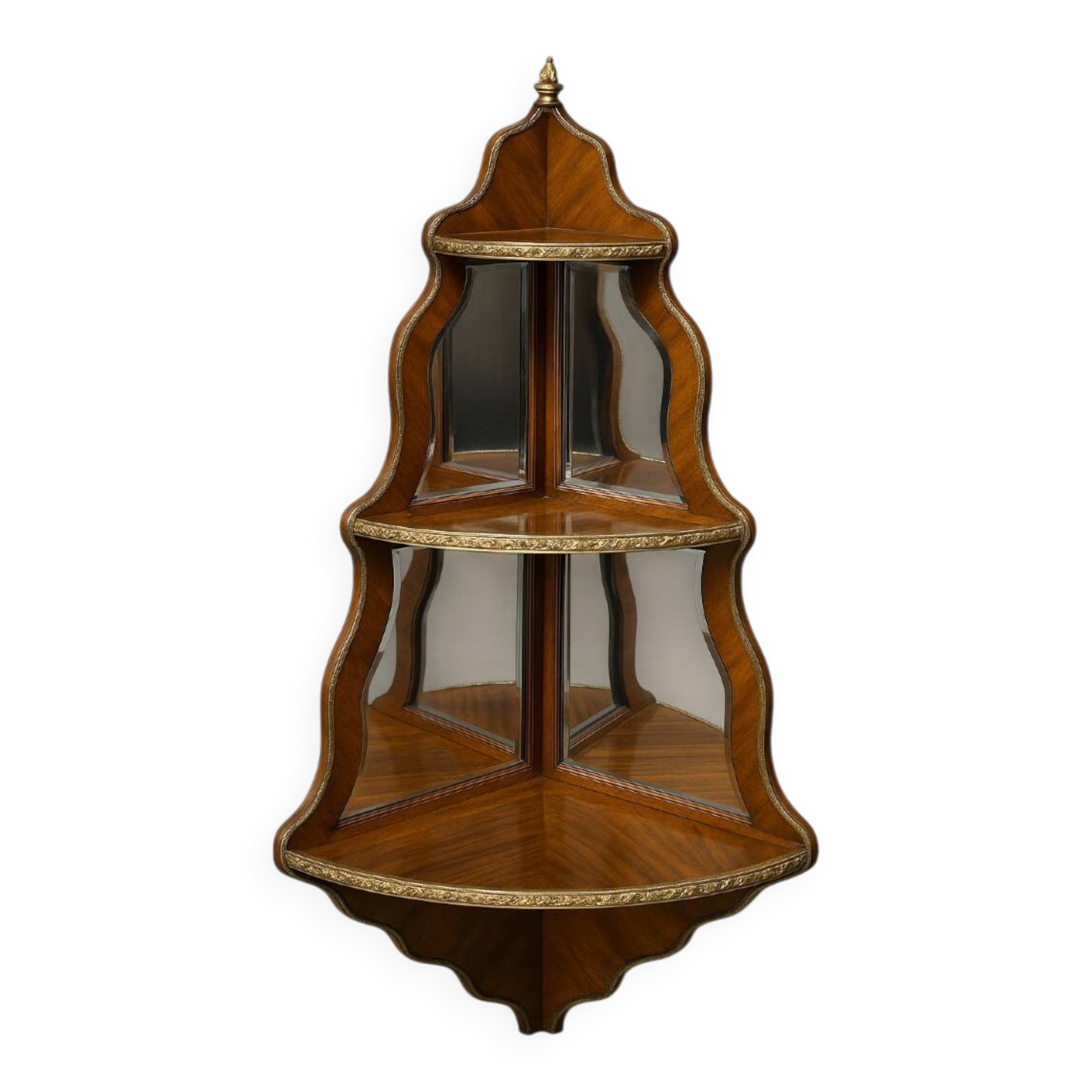 Vitrine d’angle en bois de rose époque Napoléon III