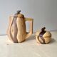 Vintage Grandjean Jourdan Vallauris faux wood coffee maker + sugar bowl