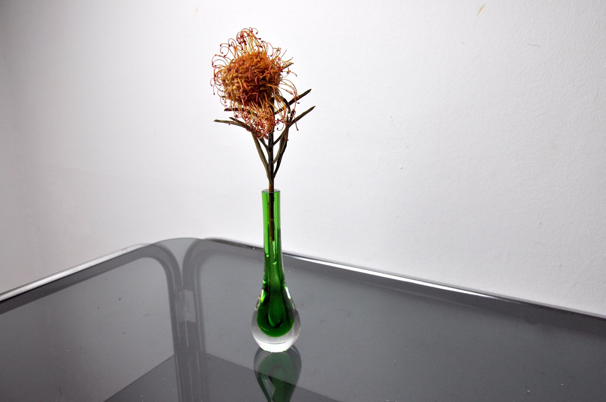 Green soliflor sommerso vase by seguso, murano, italy, 1970