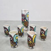 Spanish vintage Toledo ceramic pitcher & mugs Pablo Sanguino 1960s