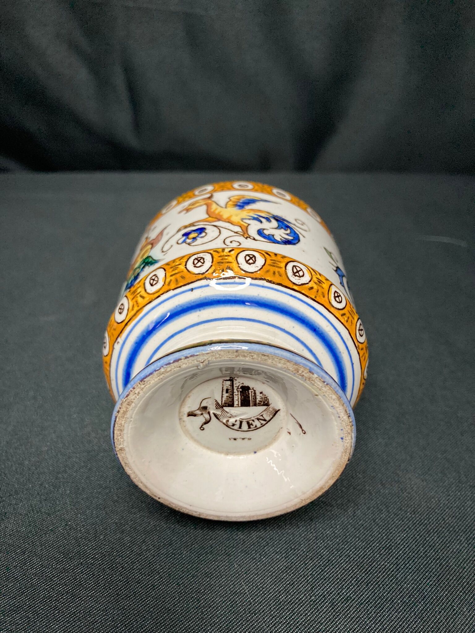 Gien, polychrome earthenware vase Renaissance XXth century