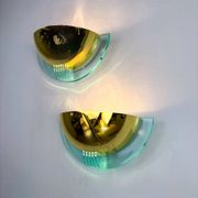 Pair of modernist design half moon wall lamps by Fase, Spain, 1980s