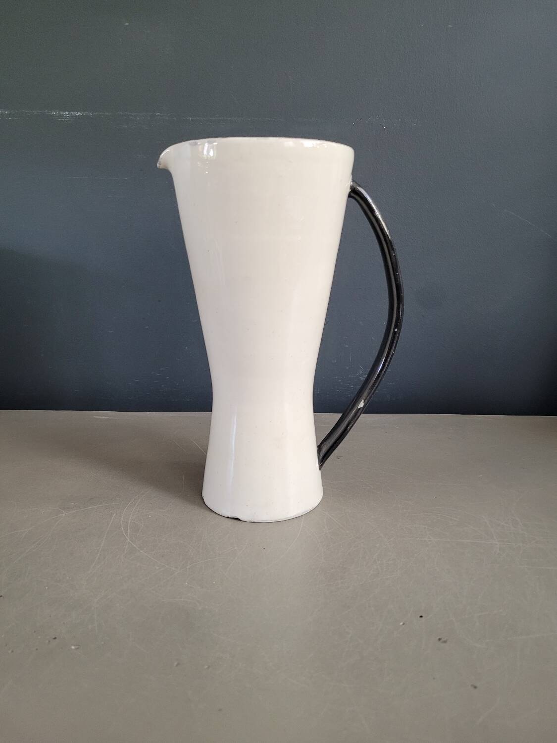Vintage black and white diabolo pitcher