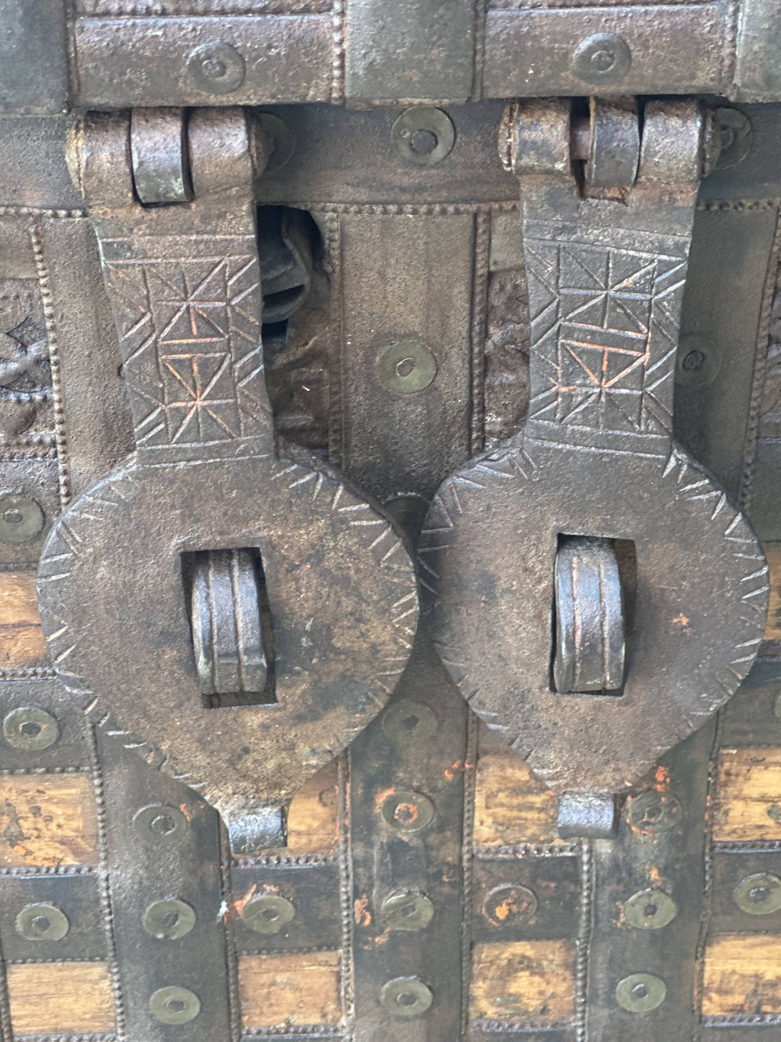 Imposing Indian Chest in Exotic Wood and Wrought Iron