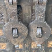 Imposing Indian Chest in Exotic Wood and Wrought Iron