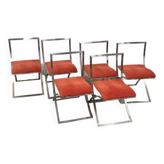 Set of 6 folding chairs by Mercello Cuneo for Mobel Italia, 1970