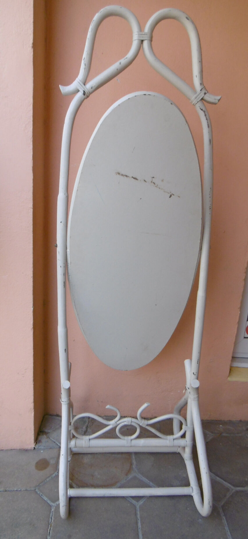 Mirror psyche in rattan - 80s - 178x56cm