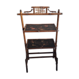 Bamboo shelves, fireplace