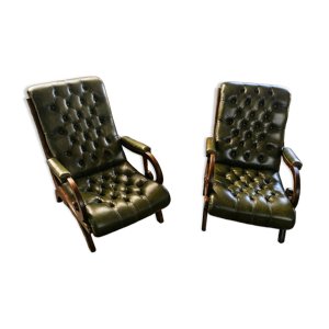 Paire de fauteuils cuir