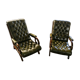 Pair of tufted leather armchairs in Chesterfield / English club style.