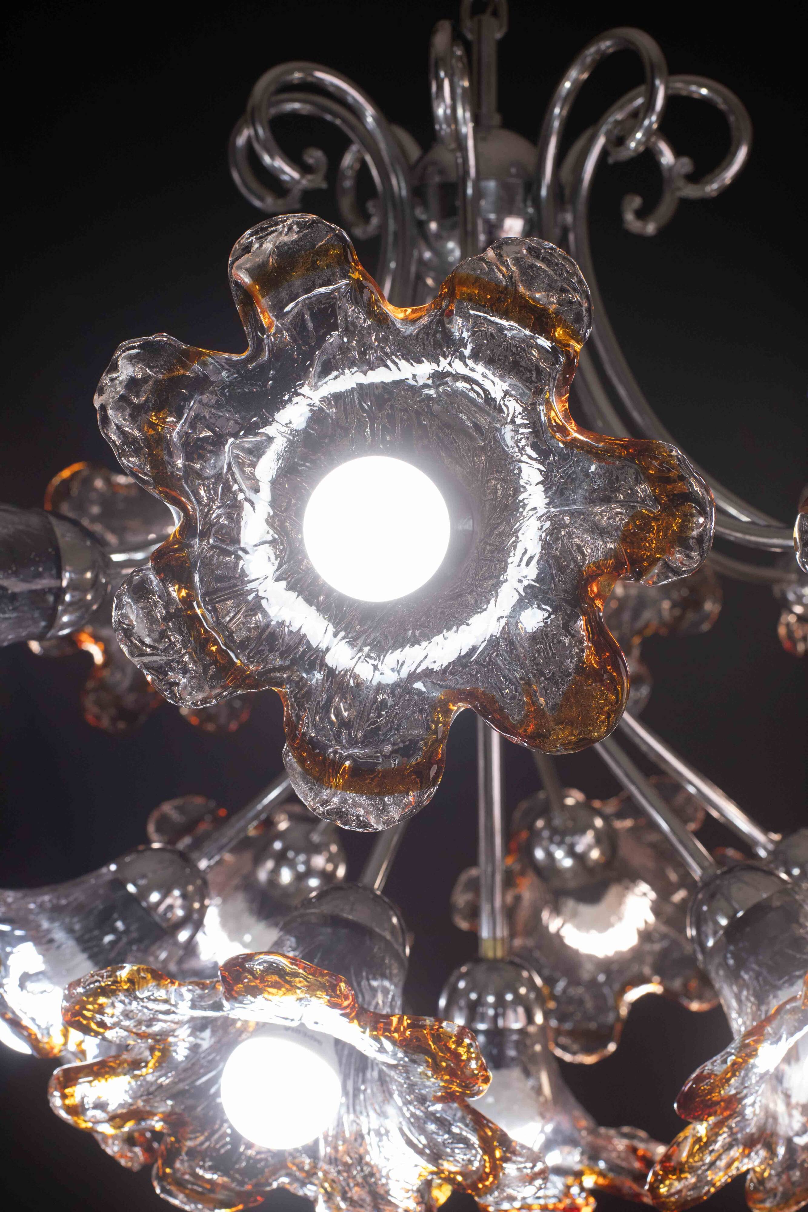 Murano Multicolor Sputnik Flowers Chandelier by Mazzega, 1970s