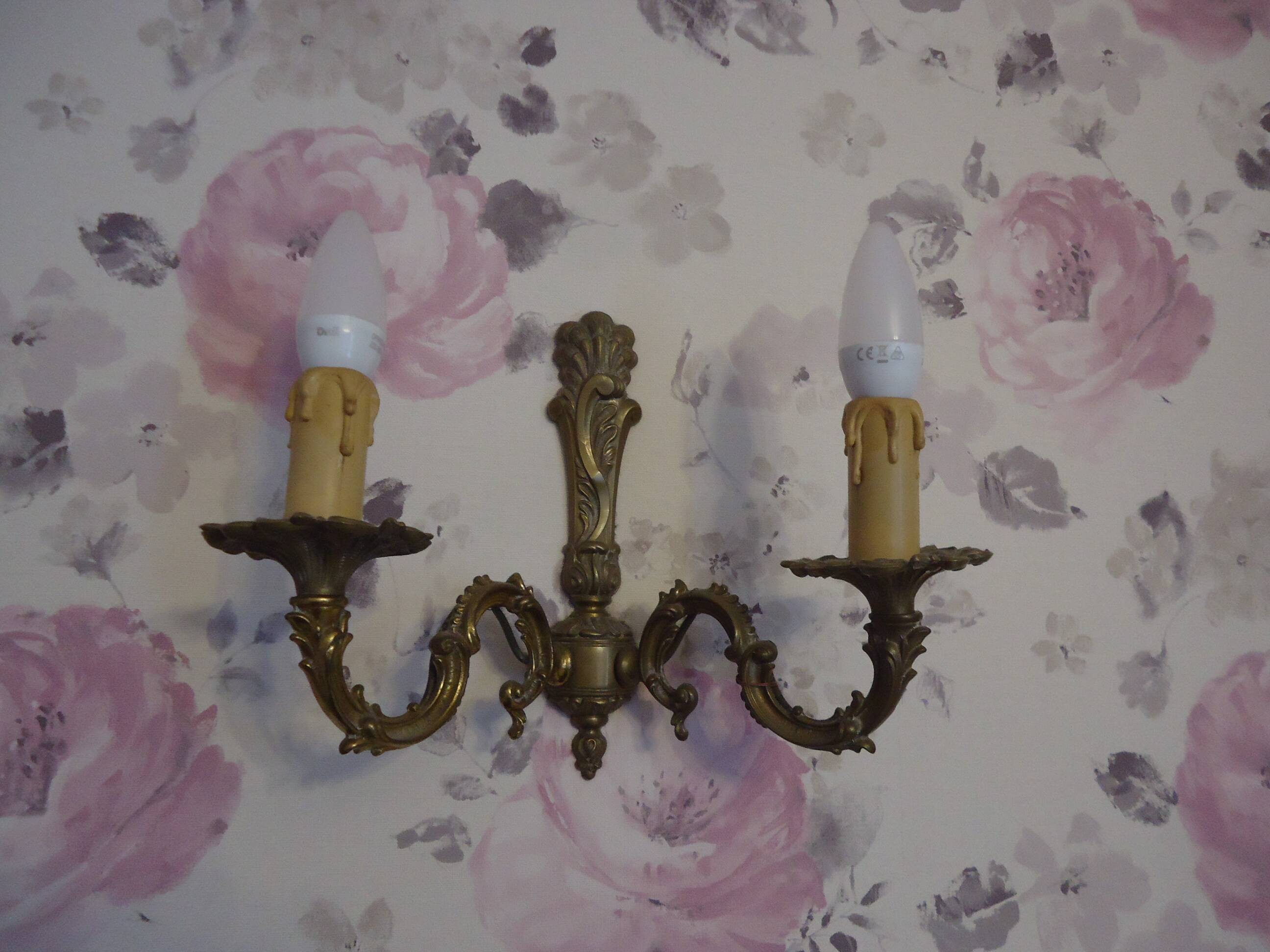 Lustre 5 braches + 2 appliques bronze