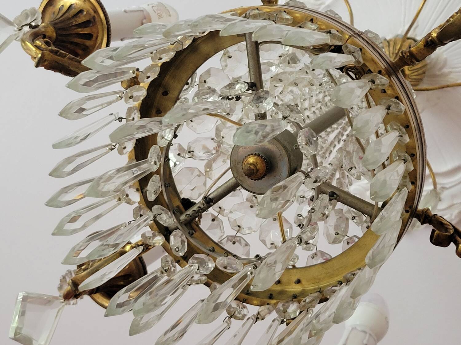 6-light hot air balloon chandelier with crystal pendants, late 19th century