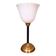 Large Art Deco table lamp, in brass and white opaline, 1920s-3