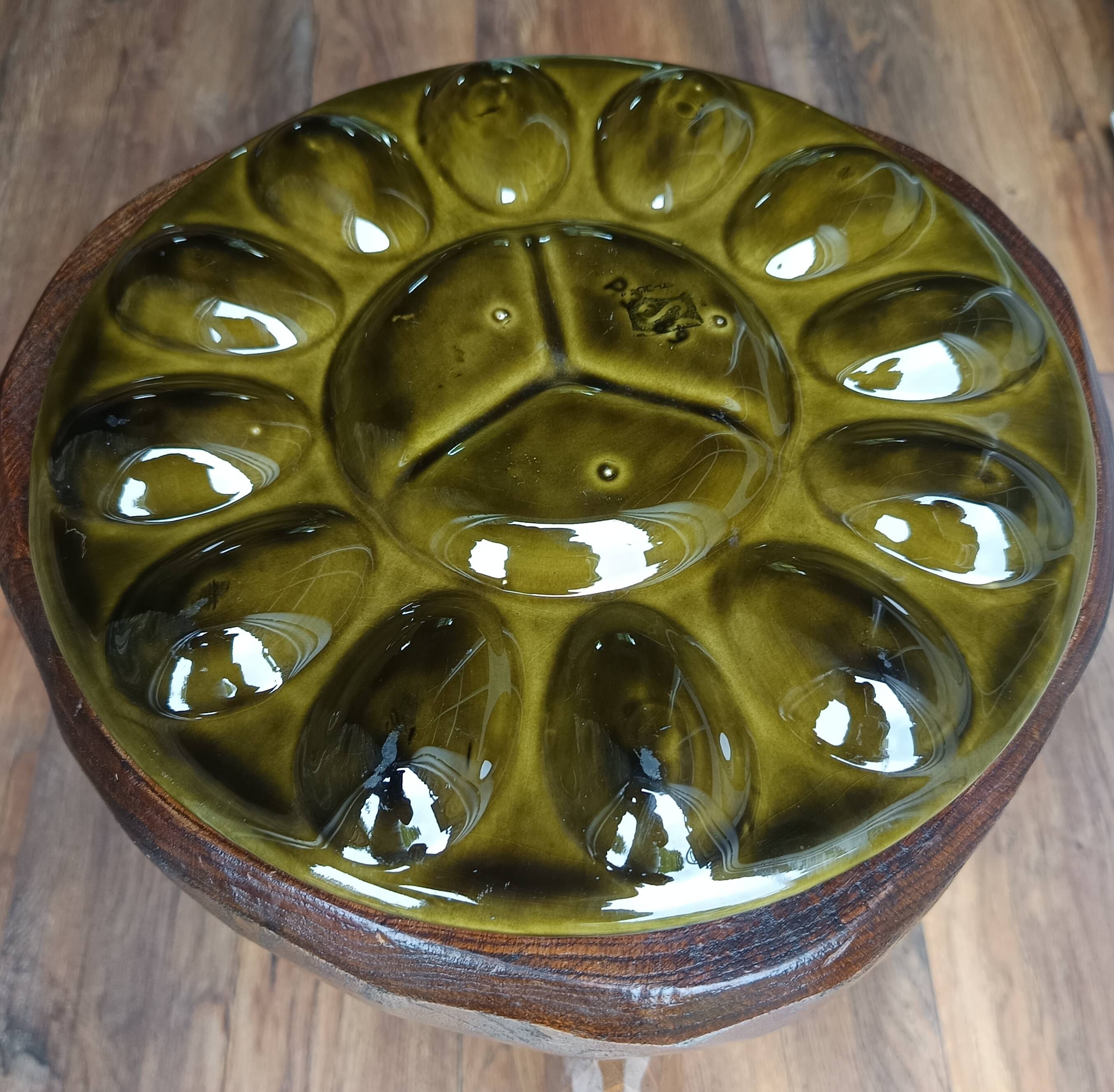 Vintage earthenware egg tray, Sacavém Portugal, 60s-70s