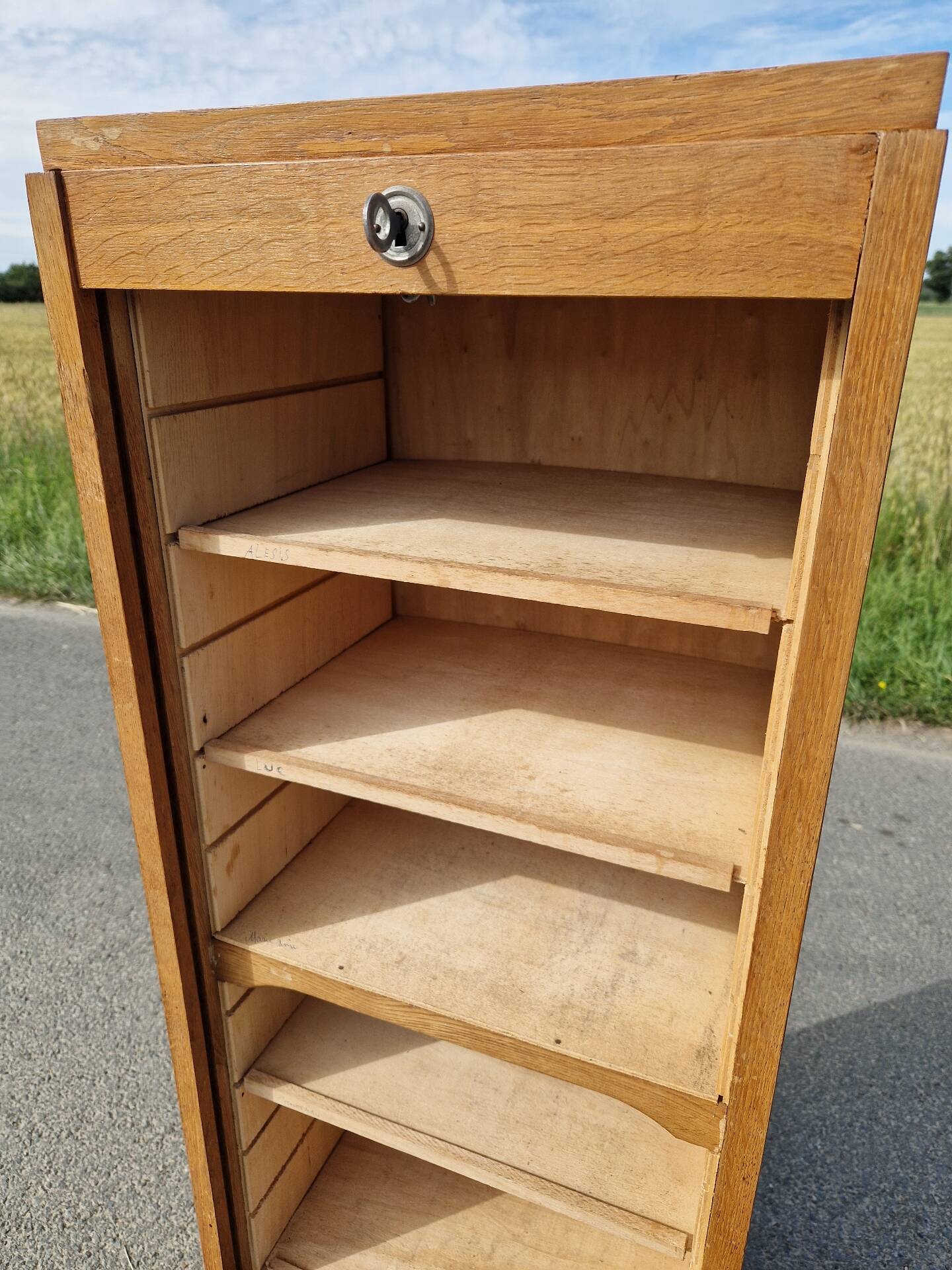 Art Deco filing cabinet with curtain 120 cm