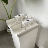 Pair of Parscot wall lights in white lacquered metal from the 80s