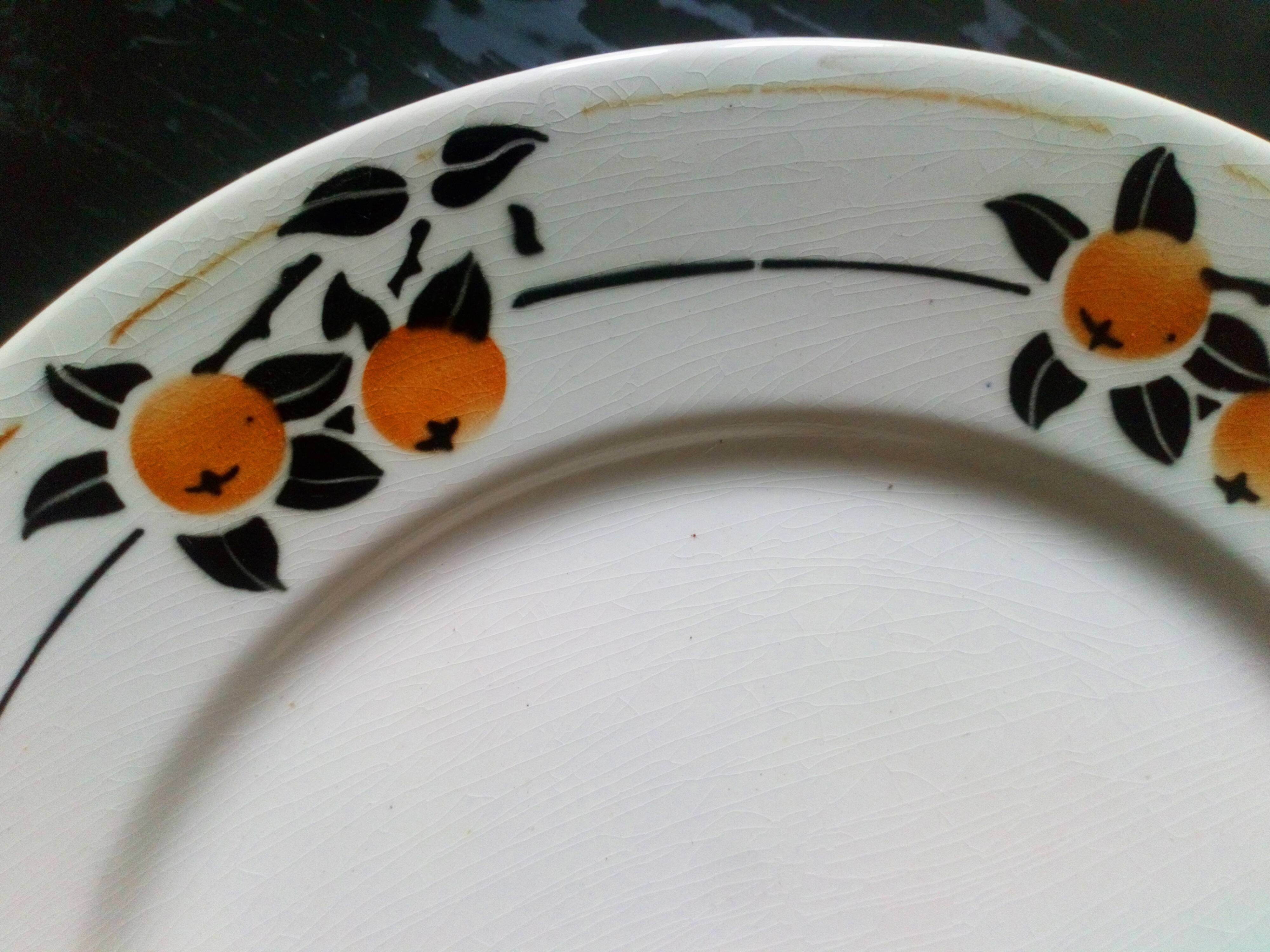 Six Art Deco plates from Badonviller service "Madeleine"