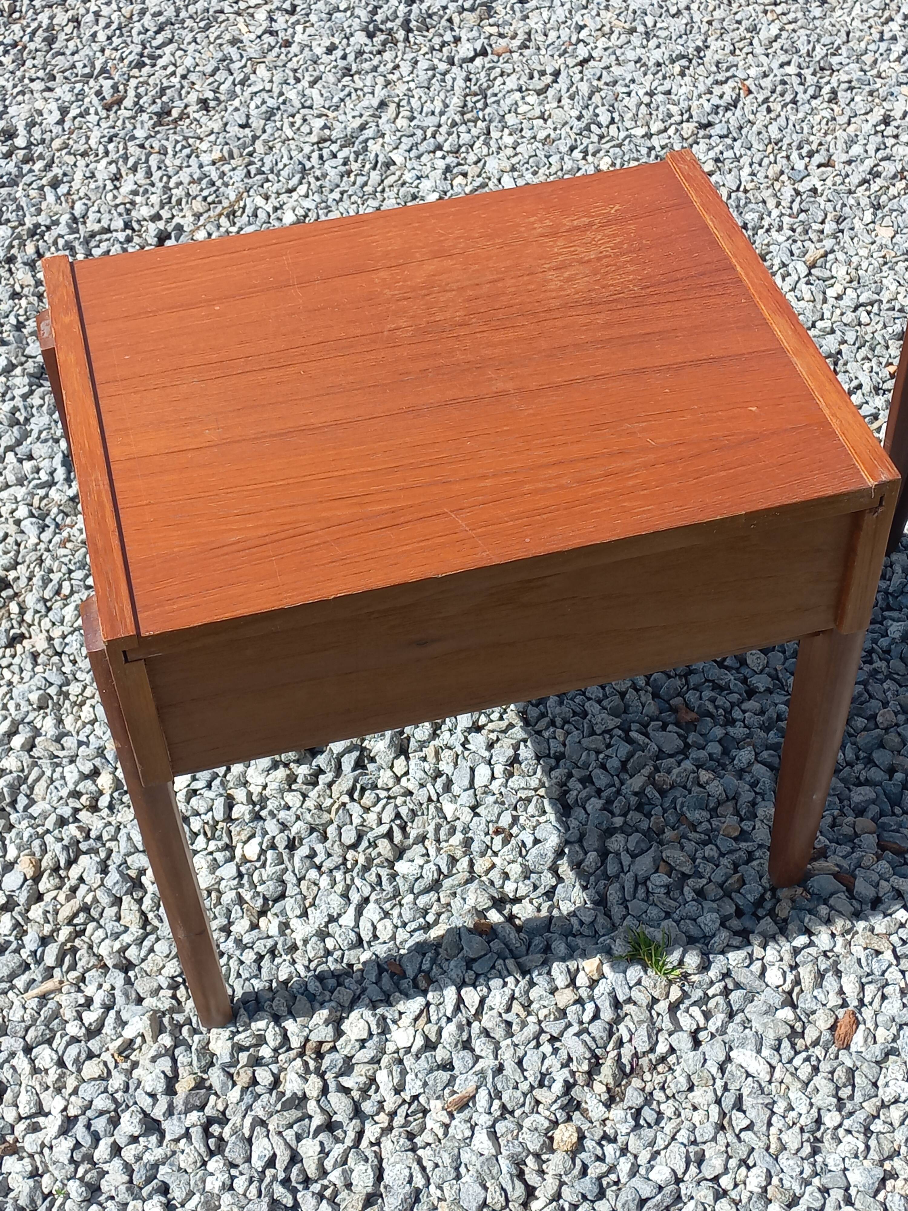 Pair of Scandinavian-style teak bedside tables from the 1970s.