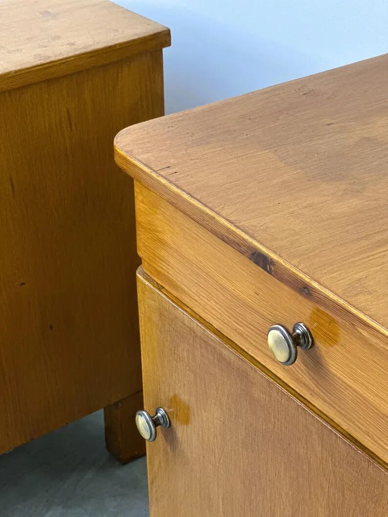 Pair of Vintage Art Deco Nightstands, 1930s-1940s