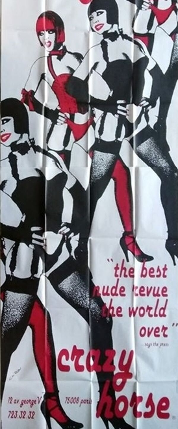 Affiche vintage Crazy Horse Paris 98x310 cm