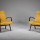 Fauteuils modèle 53 en velours moutarde attribués à Jaroslav Smidek pour Ton, années 1960, lot de 2