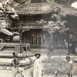 Old photography stereo, stereograph, luxury albumine 1903 Lama Temple, Beijing, China