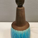 Beautiful partially glazed ceramic table lamp, in a beautiful turquoise color.