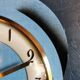 Silent vintage formica wall pendulum clock "Dam blue black"