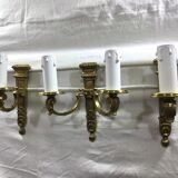 Set of 3 bronze wall lamps Louis XVI style