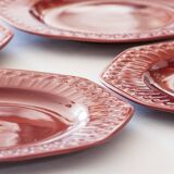 4 flat plates red ruby relief Art Decoo