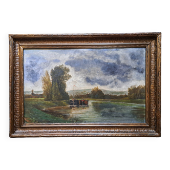 Painting signed and dated 1885, oil on canvas - Impressionist Marine, French School