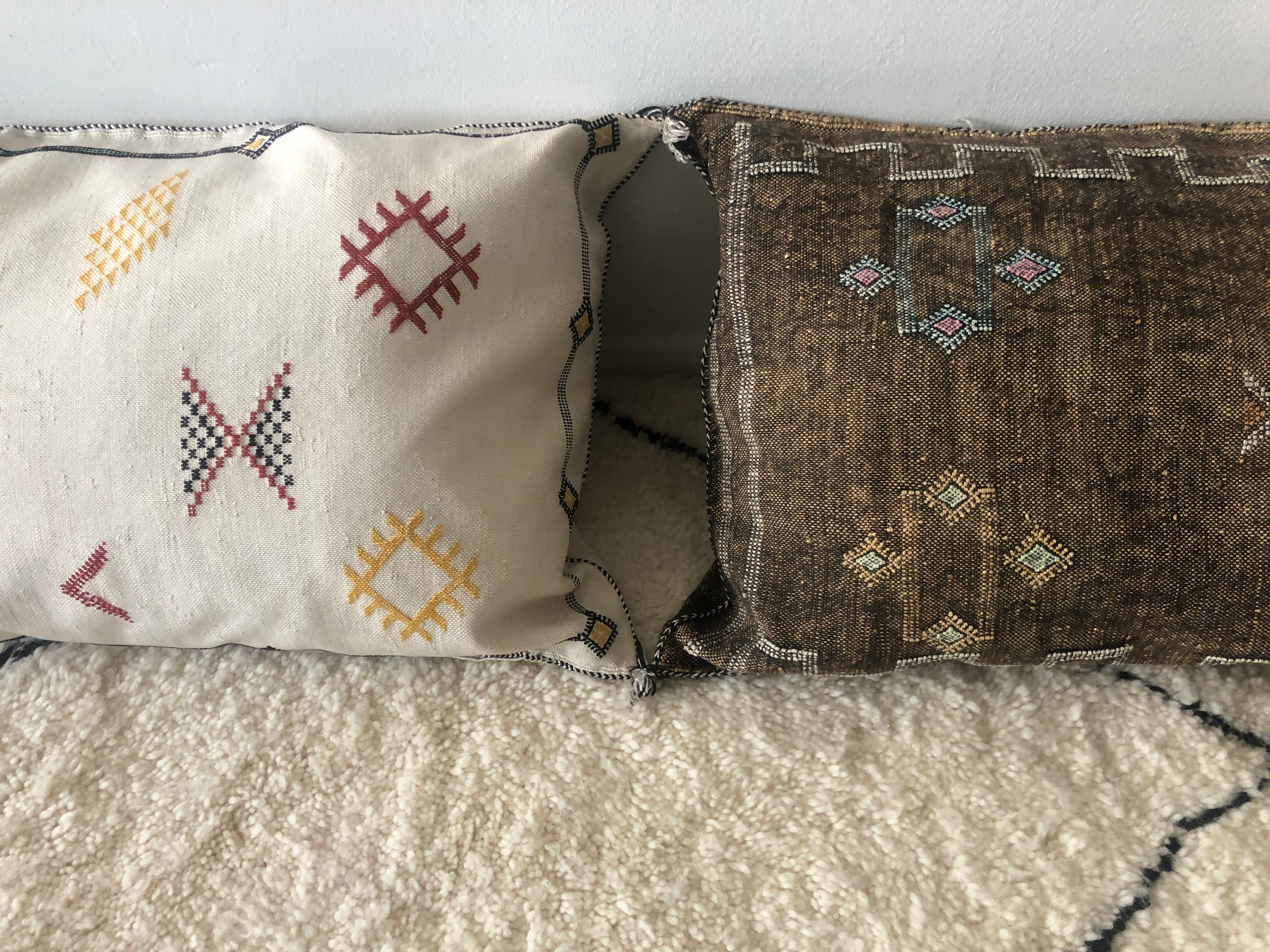 White Sabra Catus Silk Cushion