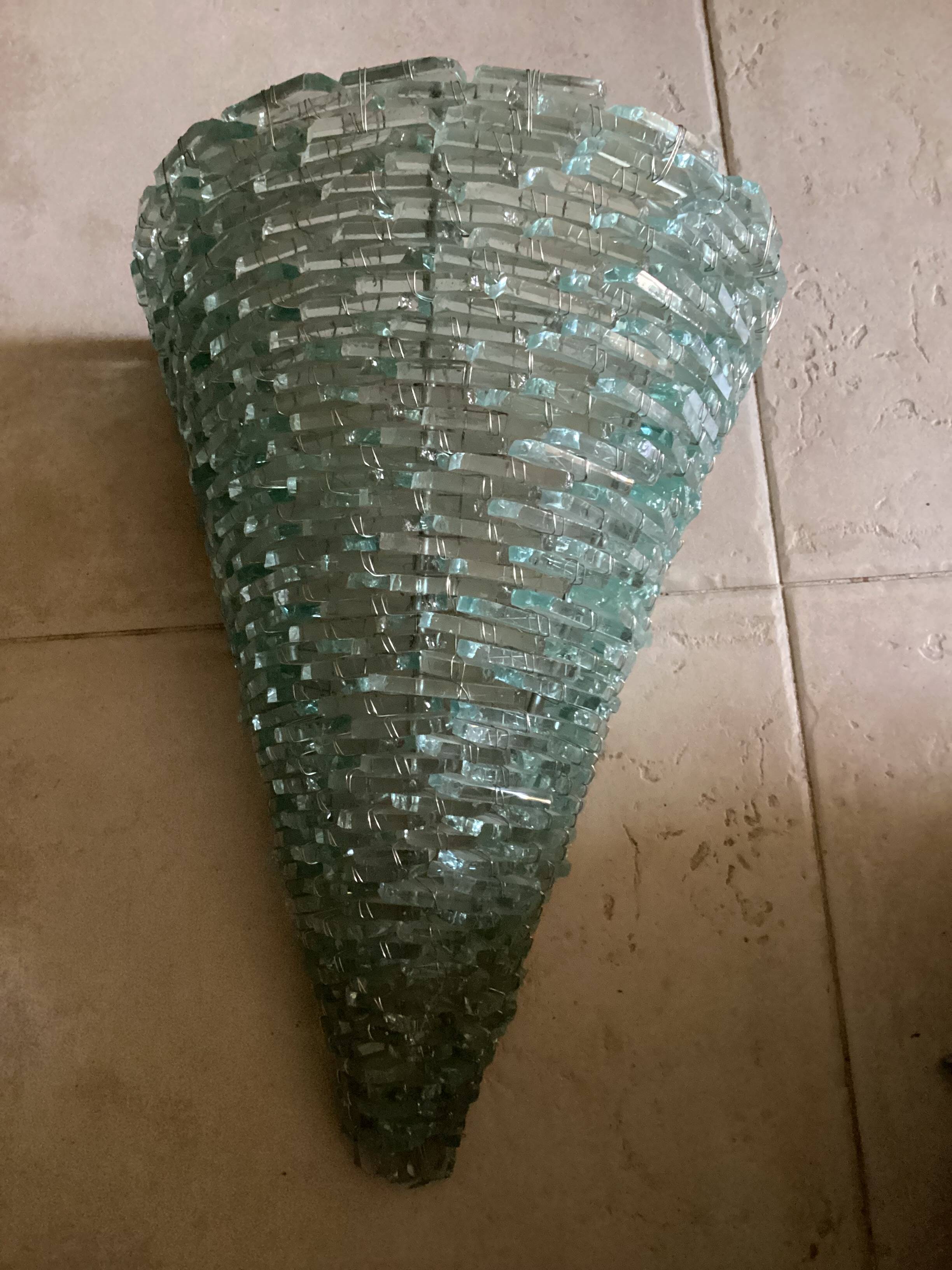 2 glass wall lights