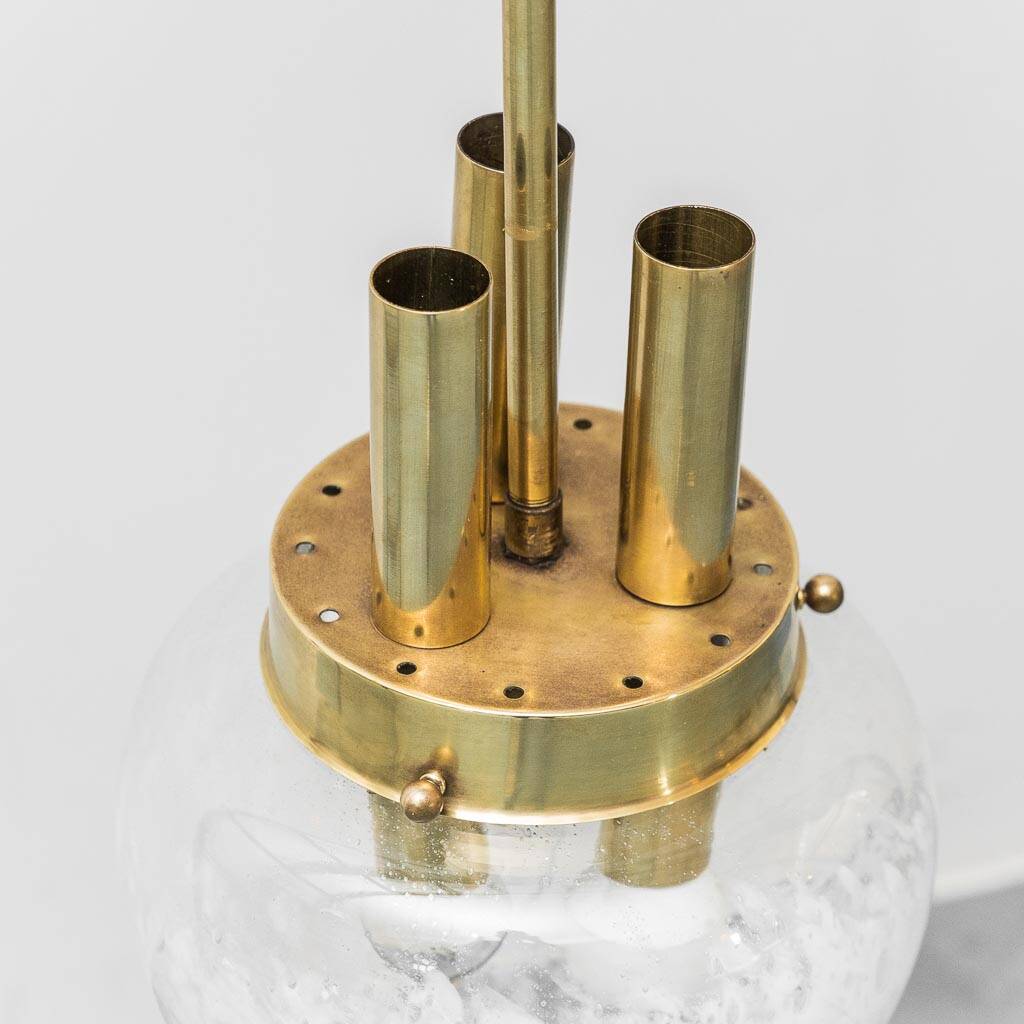 Vintage brass and blown glass pendant lamp – 1960s design chandelier