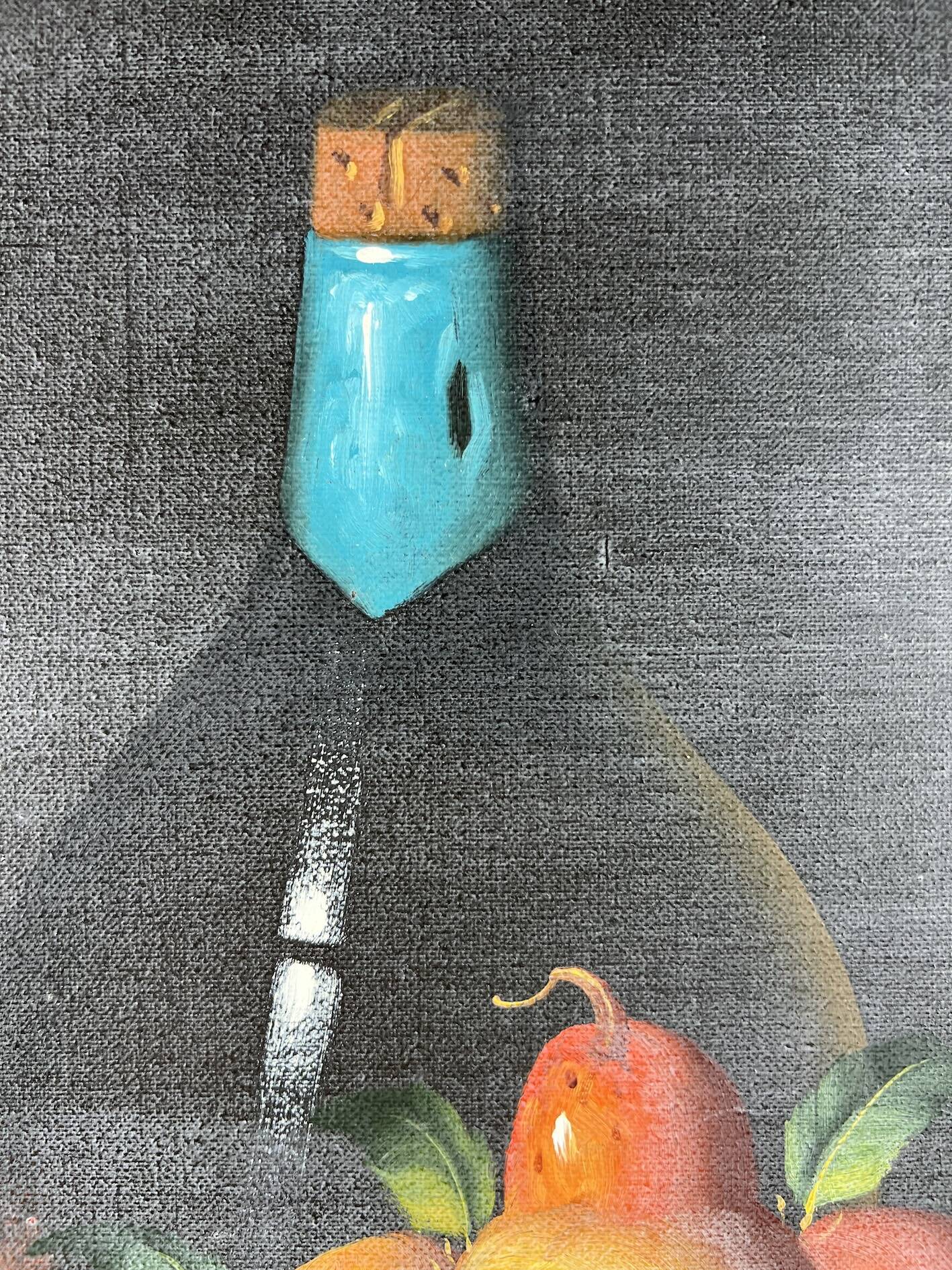 Table painting fruit basket with pears